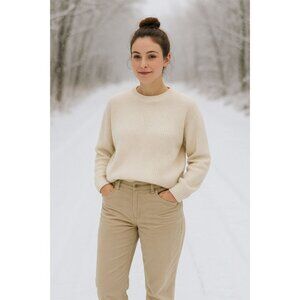 Kim Rogers 12P Beige Corduroy Straight Pants Casual Chic Career Minimilist